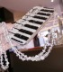 Handmade Crystal iPhone 16 Case Glitter Bling Piano Keys Pattern Luxury Crystal Pearl Rhinestone