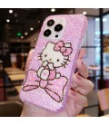 Handmade Crystal iPhone 16 Case Glitter Bling Hello Kitty Phone Cover Luxury Crystal Rhinestone