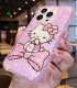 Handmade Crystal iPhone 16 Case Glitter Bling Hello Kitty Phone Cover Luxury Crystal Rhinestone