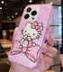Handmade Crystal iPhone 16 Case Glitter Bling Hello Kitty Phone Cover Luxury Crystal Rhinestone