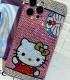 Handmade Crystal iPhone 16 Case Glitter Bling Hello Kitty Phone Cover Luxury Crystal Rhinestone