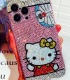 Handmade Crystal iPhone 16 Case Glitter Bling Hello Kitty Phone Cover Luxury Crystal Rhinestone