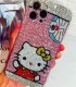 Handmade Crystal iPhone 16 Case Glitter Bling Hello Kitty Phone Cover Luxury Crystal Rhinestone