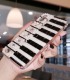 Handmade Crystal iPhone 16 Case Glitter Bling Piano Keys Pattern Luxury Crystal Pearl Rhinestone