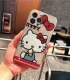 Handmade Crystal iPhone 16 Case Glitter Bling Hello Kitty Phone Cover Luxury Crystal Rhinestone