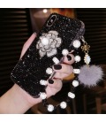 Glamorous Bling Handmade Crystal iPhone 16 Case-Sparkling Flower with Diamond & Rhinestone Accents