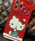Handmade Crystal iPhone 16 Case Glitter Bling Hello Kitty Phone Cover Luxury Crystal Rhinestone