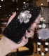 Glamorous Bling Handmade Crystal iPhone 16 Case-Sparkling Flower with Diamond & Rhinestone Accents