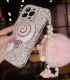 Handmade Crystal iPhone 16 Case Pearl Lollipop Phone Cover Luxury Rhinestone and Pearl