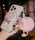 Handmade Crystal iPhone 16 Case Pearl Lollipop Phone Cover Luxury Rhinestone and Pearl