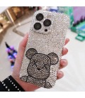 Handmade Crystal iPhone 16 Case Glitter Bling Bearbrick Phone Cover Luxury Crystal Rhinestone
