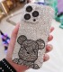 Handmade Crystal iPhone 16 Case Glitter Bling Bearbrick Phone Cover Luxury Crystal Rhinestone