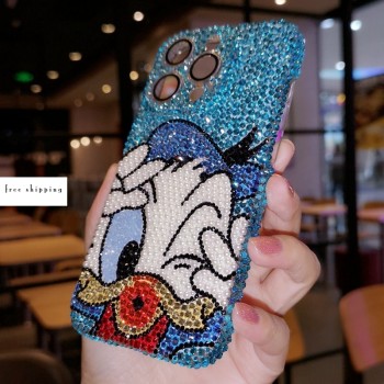 Handmade Crystal iPhone 16 Case Glitter Bling Donald Duck Phone Cover Luxury Crystal Rhinestone