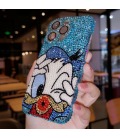 Handmade Crystal iPhone 16 Case Glitter Bling Donald Duck Phone Cover Luxury Crystal Rhinestone