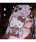 Handmade Crystal iPhone 16 Case Glitter Bling Hello Kitty Phone Cover Luxury Crystal Rhinestone