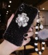 Glamorous Bling Handmade Crystal iPhone 16 Case-Sparkling Flower with Diamond & Rhinestone Accents