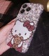 Handmade Crystal iPhone 16 Case Glitter Bling Hello Kitty Phone Cover Luxury Crystal Rhinestone