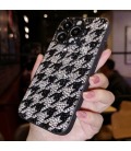 Handmade Crystal iPhone 16 Case Glitter Bling Houndstooth Phone Cover Luxury Crystal Rhinestone