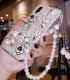 Handmade Crystal iPhone 16 Case Luxury Pearl Phone Cover Unique Pearl & Flower Design