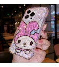 Handmade Crystal iPhone 16 Case Glitter Bling My Melody Phone Cover Luxury Crystal Rhinestone