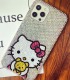 Handmade Crystal iPhone 16 Case Glitter Bling Hello Kitty Phone Cover Luxury Crystal Rhinestone