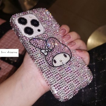 Handmade Crystal iPhone 16 Case Glitter Bling My Melody Phone Cover Luxury Crystal Rhinestone