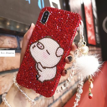 Handmade Crystal iPhone 16 Case Glitter Bling Piggy Phone Cover