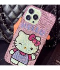 Handmade Crystal iPhone 16 Case Glitter Bling Hello Kitty Phone Cover Luxury Crystal Rhinestone