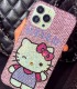 Handmade Crystal iPhone 16 Case Glitter Bling Hello Kitty Phone Cover Luxury Crystal Rhinestone