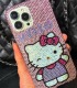 Handmade Crystal iPhone 16 Case Glitter Bling Hello Kitty Phone Cover Luxury Crystal Rhinestone