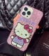 Handmade Crystal iPhone 16 Case Glitter Bling Hello Kitty Phone Cover Luxury Crystal Rhinestone