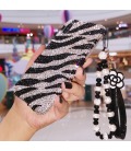 Handmade Crystal iPhone 16 Case Glitter Bling Zebra Pattern Luxury Crystal Diamond Rhinestone