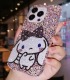 Handmade Crystal iPhone 16 Case  Glitter Bling Sanrio Cinnamoroll Phone Cover Luxury Crystal Rhinestone
