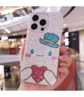 Handmade Crystal iPhone 16 Case  Glitter Bling Sanrio Cinnamoroll Phone Cover Luxury Crystal Rhinestone