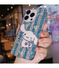 Handmade Crystal iPhone 16 Case  Glitter Bling Sanrio Cinnamoroll Phone Cover Luxury Crystal Rhinestone