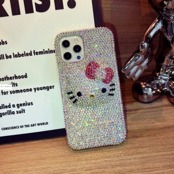 Handmade Crystal iPhone 16 Case Glitter Bling Hello Kitty Phone Cover Luxury Crystal Rhinestone