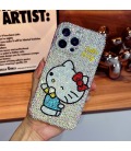 Handmade Crystal iPhone 16 Case Glitter Bling Hello Kitty Phone Cover Luxury Crystal Rhinestone