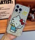 Handmade Crystal iPhone 16 Case Glitter Bling Hello Kitty Phone Cover Luxury Crystal Rhinestone