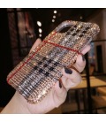 Handmade Crystal iPhone 16 Case Glitter Bling Brand Check Phone Cover Luxury Crystal Rhinestone