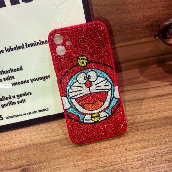 Handmade Crystal iPhone 16 Case Glitter Bling Doraemon Phone Cover Luxury Crystal Rhinestone