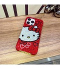Handmade Crystal iPhone 16 Case Glitter Bling Hello Kitty Phone Cover Luxury Crystal Rhinestone