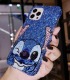 Handmade Crystal iPhone 16 Case Glitter Bling Disney Stitch Phone Cover Luxury Crystal Rhinestone