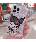 Handmade Crystal iPhone 16 Case Glitter Bling Sanrio Kuromi Phone Cover Luxury Crystal Rhinestone