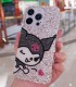 Handmade Crystal iPhone 16 Case Glitter Bling Sanrio Kuromi Phone Cover Luxury Crystal Rhinestone