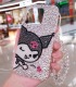 Handmade Crystal iPhone 16 Case Glitter Bling Sanrio Kuromi Phone Cover Luxury Crystal Rhinestone