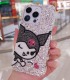 Handmade Crystal iPhone 16 Case Glitter Bling Sanrio Kuromi Phone Cover Luxury Crystal Rhinestone