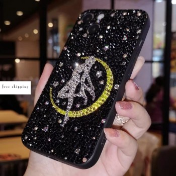 Handmade Crystal iPhone 16 Case Glitter Bling Sailor Moon Phone Cover Luxury Crystal Rhinestone