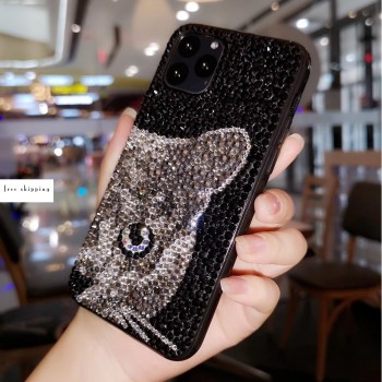 Handmade Crystal iPhone 16 Case Glitter Bling Cathead Phone Cover