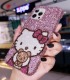Handmade Crystal iPhone 16 Case Glitter Bling Hello Kitty Phone Cover Luxury Crystal Rhinestone