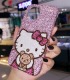 Handmade Crystal iPhone 16 Case Glitter Bling Hello Kitty Phone Cover Luxury Crystal Rhinestone